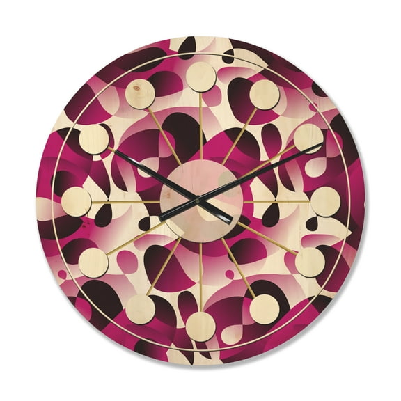Designart 'Abstract Retro Pattern Design VI' Mid-Century Modern Wood Wall Clock