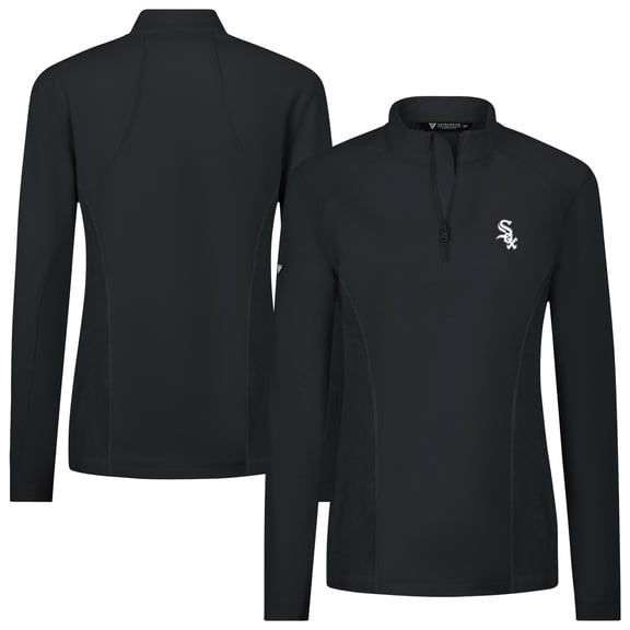 Women's Levelwear Black Chicago White Sox Upright Insignia 2.0 Quarter-Zip Tri-Blend Top