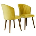 thumbnail image 6 of Gold Velvet Parsons Dining Chairs (Set of 2) - Mid-Century Modern, Solid Wood Legs, Comfortable Full Back, Easy Assembly, 20.5" Wide, for Kitchen &amp; Dining Room, 6 of 7
