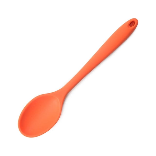 Inteprter Cuchara de silicona con mango Cucharas antiadherentes Cocina Cuchara de cocina Mezcla para el hogar Comedor Restaurante Naranja Type3 NO3
