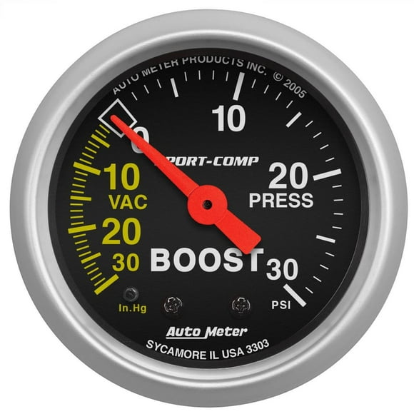 Autometer 3303 Sport Comp Mechanical Boost/Vacuum Gauge