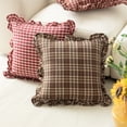 thumbnail image 3 of Plaid Ruffle Throw Pillow Cover 18" Retro Square Ruffled Throw Pillow Cover Vintage Decorative Cushion Case with Scalloped Edge Hidden Zipper for Sofa Couch Living Room, 3 of 5