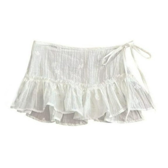 Women Fashion Shirt Extenders Ruffle Lace Layering Fake Top Lower Sweeps Shirt Minis Skirt Half Length Skirt Underskirt