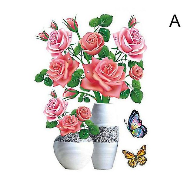Jarrón de planta de bricolaje 3d estereo pegatinas autoadhesivas decoración de pared refrigerador impermeable kaili Sencillez