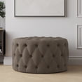 thumbnail image 2 of BELLEZE Modern 29 Inch Luxury Button Tufted Ottoman Bench, Upholstered Linen Fabric Footrest Decor for Living Room, Entryway, or Bedroom - Elenor (Brown), 2 of 7