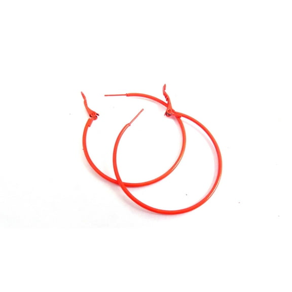 Orange Hoop Earrings 2 inch Hoops Classic Thin Hoop Earrings