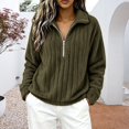 thumbnail image 2 of XAOFW Half Zip Sweatshirts For Women Long Sleeved Turndown Collar Loose Fitting Casual Warm Pullover Sweatshirts Breathable Tops L, 2 of 4