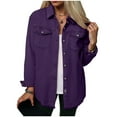 thumbnail image 5 of adviicd Oversized Denim Jacket for Women Washed Jean Jacket Boyfriend Button Down Frayed Hem Fall Outfits Shacket Y2k Clothes (Dark Purple, XL), 5 of 6