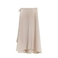 thumbnail image 3 of abtuhar Long Skirts for Women,Women's Skirts,Women's Fashion Solid Color Leisure Fold Elastic Waist A-shaped Horn Skirt Beige, 3 of 4