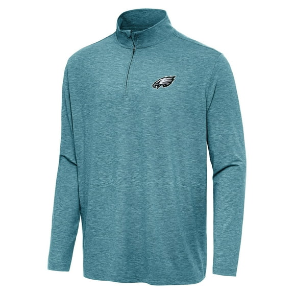 Men's Antigua  Heather Midnight Green Philadelphia Eagles Hunk Quarter-Zip Jacket