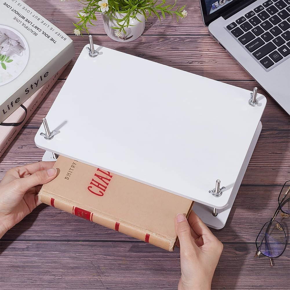 White Rectangle Bamboo Portable Book Press Bookbindings Tool Wooden Book Press Bookbinding Papers Presses for Bookbinding Supplies