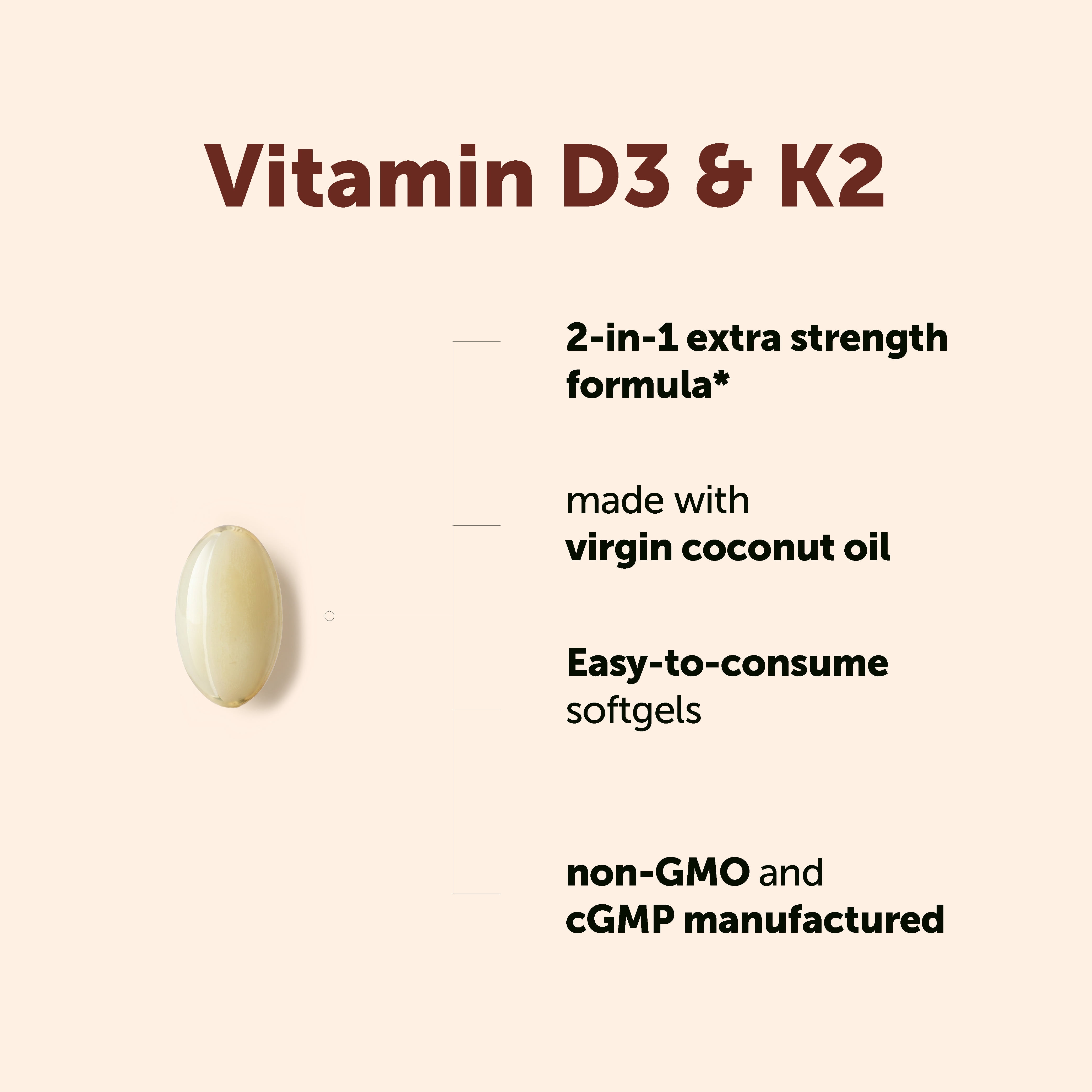 Micro Ingredients Vitamin D3 and K2 Vitamin Supplement Softg