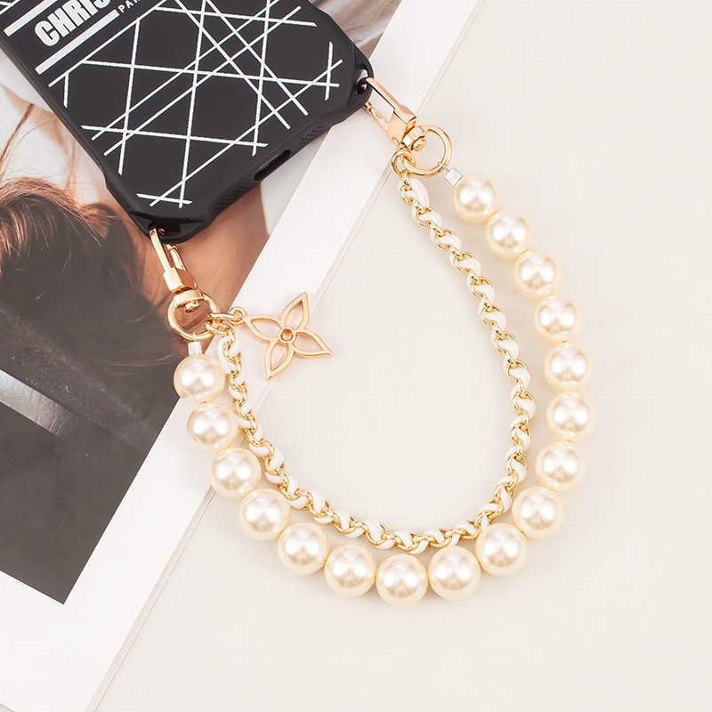 NS Style Short Woven Pearl Phone Lanyard - New Creative Beaded Phone Strap