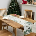 thumbnail image 4 of Green Eucalyptus Christmas Dresser Scarf Farmhouse, Dining Table Decorations for Wedding/Parties, Snowman Xmas Tree Balls Grey Table Runner 120 Inches Long for Kitchen Dining, 13 x 120 In, 4 of 9
