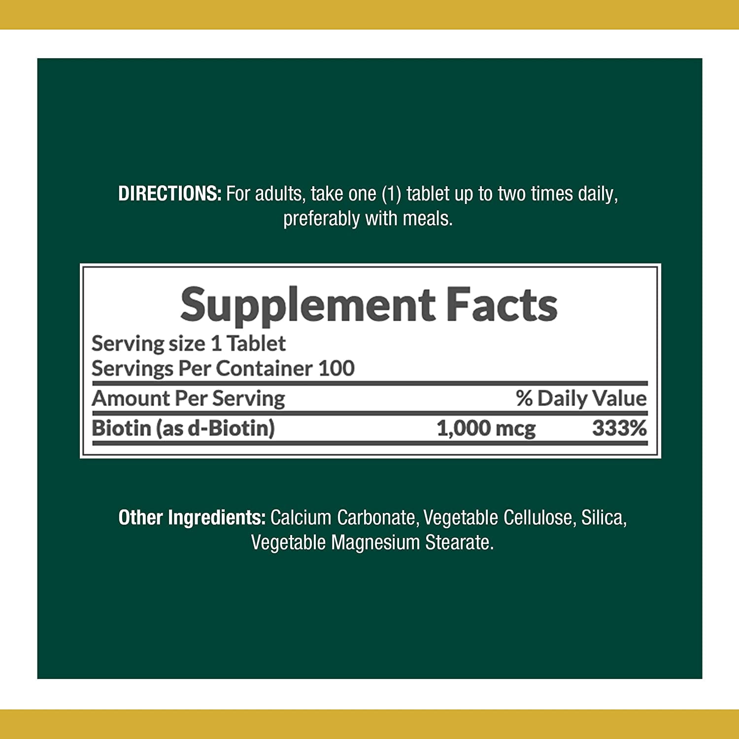 2 Pack - Nature's Bounty Biotin 1000 mcg Tablets 100 Each