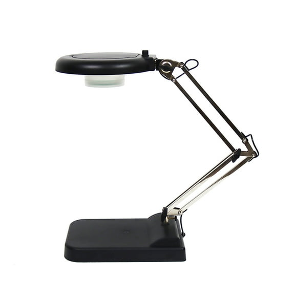 INTBUYING 30X Magnifier Adjustable LED Lamp Light Magnifying White Glass Lens Desk Table Repair Tool Black