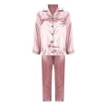 thumbnail image 6 of Pajamas for Women Set Button down Satin Silk Sleepwear Sets Long Sleeve V Neck Loungewear Long Pants Nightwear, 6 of 7