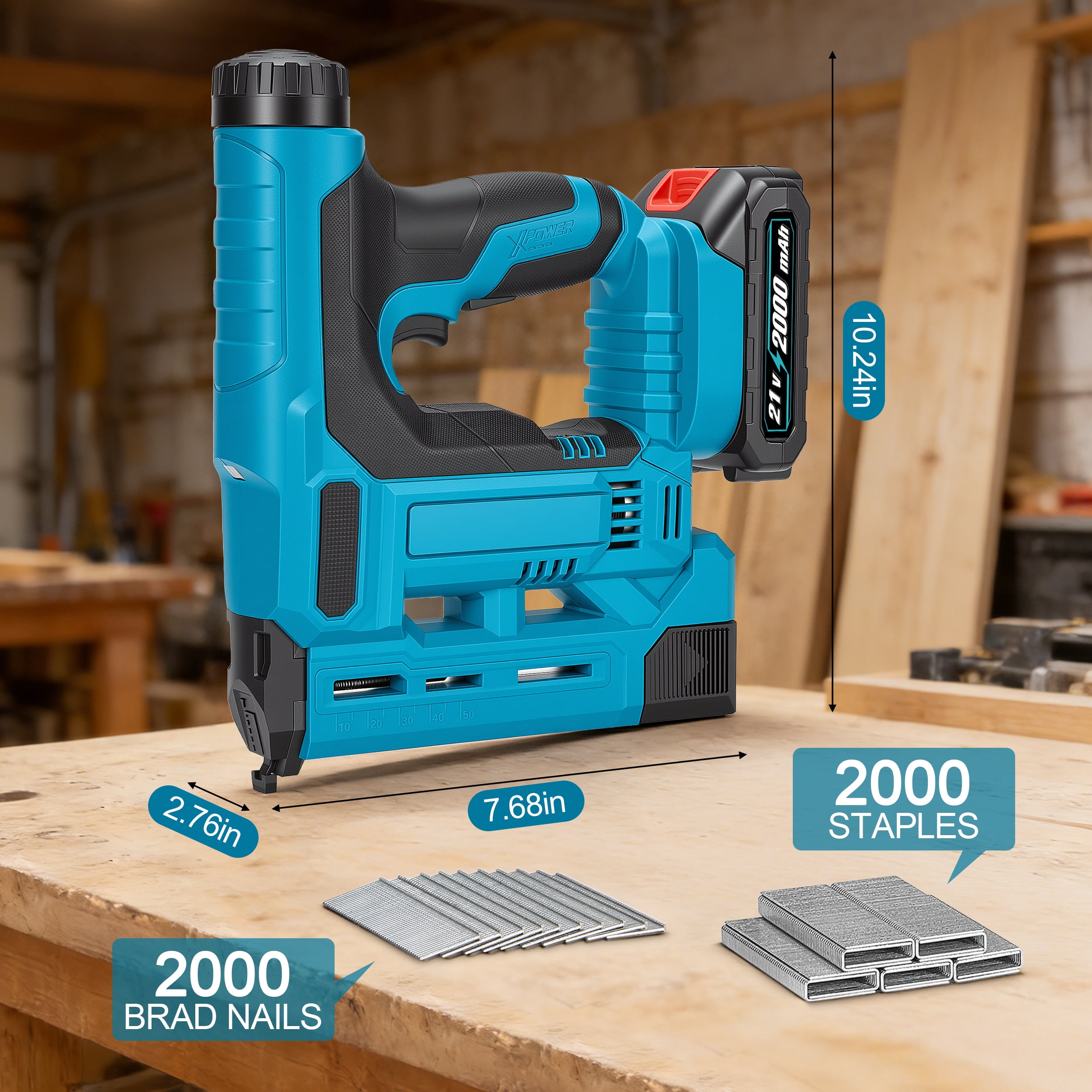 RELOIVE Cordless Electric Nail Gun, Naile with Battery 1.5Ah X 2 & Charger, Quick Reload Magazine, Anti Jam Technology, Lightweight Design, 1000pcs Nails, Cordless Brad Nailer for DIY Project