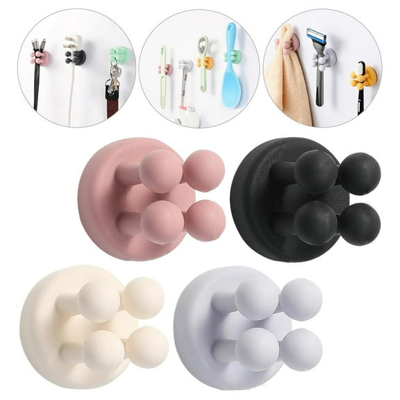 Appoft 4Pcs Silicone Toothbrush Holders for Shower Wall Mounted Self Adhesive Cute Dorm Room Bathroom Kitchen Organizer Storage Hook for Hanging Loofah Towel Tooth Brush