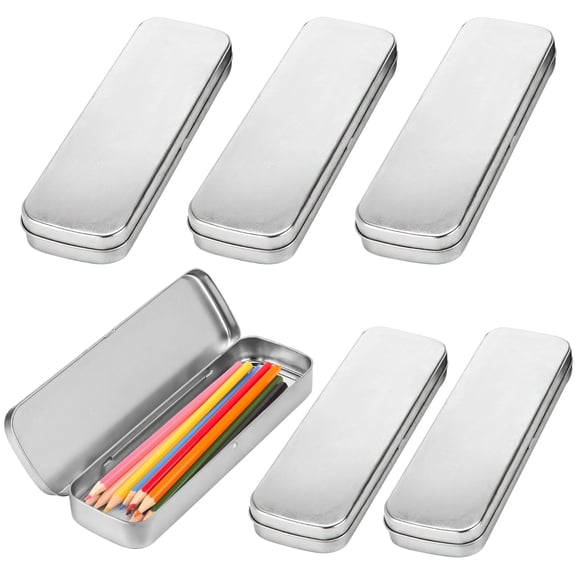 6 Pcs Metal Tin Boxes, Quality Pen Pencil Case, Multi-Purpose Storage Containers, Portable for Stationery, Office, Art Supplies, Jewelry, Travel