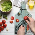thumbnail image 3 of Paris Cutting Board, Grunge Illustration of Eiffel with Lanterns European Lifestyle Culture Art, Decorative Tempered Glass Cutting and Serving Board, Wine Bottle Shape, Red Black Yellow, by Ambesonne, 3 of 5
