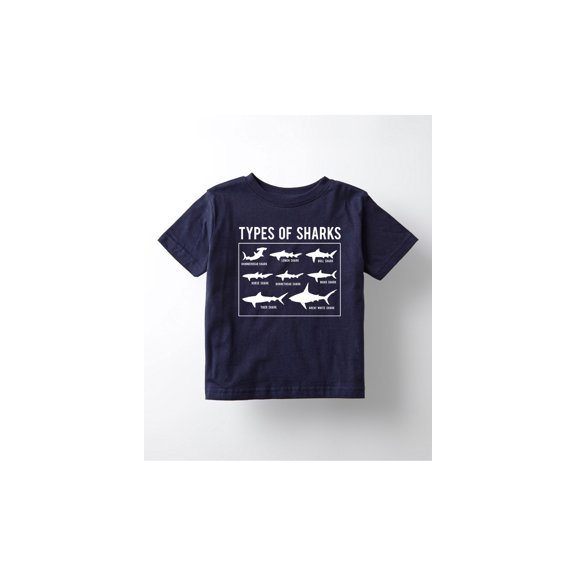 Instant Message - Types Of Sharks, White -YOUTH SHORT SLEEVE TEE-XL Short Sleeve Graphic T-Shirt