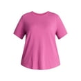 thumbnail image 4 of Terra & Sky Women's Plus Size Crewneck Tee with Short Sleeves, Sizes 0X-5X, 4 of 5