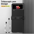 thumbnail image 4 of MonsDirect for 6.7 inch Samsung Galaxy Z Flip 3 5G 2021 Case with A Capacitance Pen, Two Hinge Protection Plating PC Frame Leather Grain Shockproof with S Pen Holder for Galaxy Z Flip 3, Black, 4 of 7