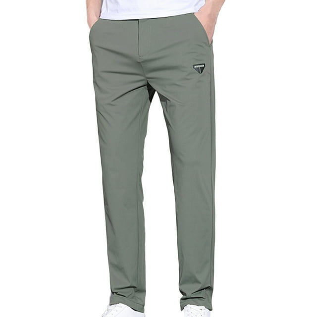 Birdeem Pants for Men Mens Business Casual Middle Waist Button Up Pants with Pockets Solid Color Straight-Leg Pants