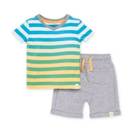 

Baby Boys Dip Dye Stripe Organic Baby Tee & French Terry Short Set