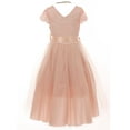 thumbnail image 3 of Big Girls Cap Sleeve Floral Lace Tulle Party Wedding Bridesmaid Flower Girl Dress Blush 14 (2J1K6S7), 3 of 5
