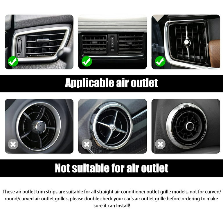 Everso 10Pcs Car Air Vent Trim Strip Car Air Conditioner Trim Rhinestones  Bling Car Interior Trim for All Straight Air Vent Outlet 