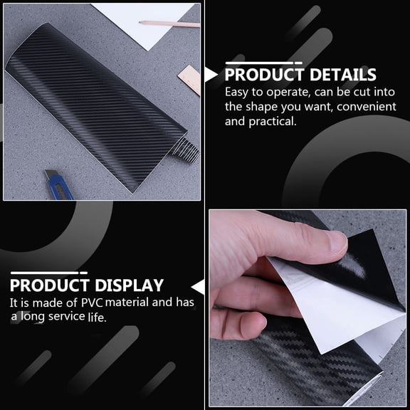 FOMIYES Black 4D Carbon Fiber Vinyl Wrap Film for Car Interior Decoration, Scratch-Resistant PVC Sticker