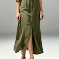 thumbnail image 3 of Morttic Women's Solid Color Lapel Button Front Maxi Shirt Dress – Mid Sleeve Roll-Up, Casual Summer Beach Vacation Dress Light Green，XL, 3 of 5
