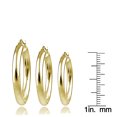 thumbnail image 2 of Set of 3 Gold Tone over Sterling Silver 3mm Polished Round Hoop Earrings, 25mm, 30mm, 35mm, 2 of 2
