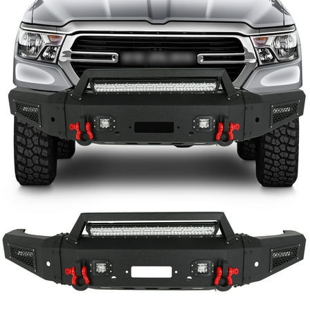 ECCPP Off Road Front Bumper Compatible for 2021-2022 for Ram 1500, with Winch Plate and D-rings LED Lights