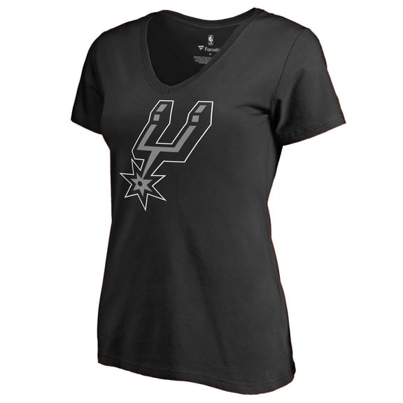 Women's Black San Antonio Spurs Primary Logo V-Neck T-Shirt