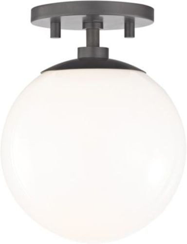 Elegant Globe Semi-Flush Ceiling Light in Old Bronze with White Glass