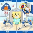 thumbnail image 2 of Hot Bee 5 in 1 Sports Activity Center for Toddlers, Adjustable Height Basketball Hoop, Toy Golf, Soccer Game&Ring Toss, Indoor/Outdoor Christmas Birthday Gifts for Boys&Girls Aged 3-6, 2 of 7