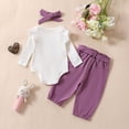 thumbnail image 5 of Xudanell Baby Boy Clothes 3 6 12 18 Months Ribbed Knitted Long Sleeve Romper and Pants Sets Newborn Fall Splicing Color Outfits(Purple, 12-18 Months), 5 of 6
