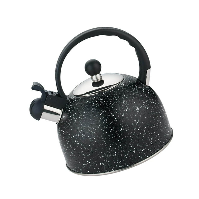 Bouilloire Sifflante Polyvalente Théière de Randonnée Cadeau d'Eau 2L Extérieur Acier Inoxydable pour Camping Noir
