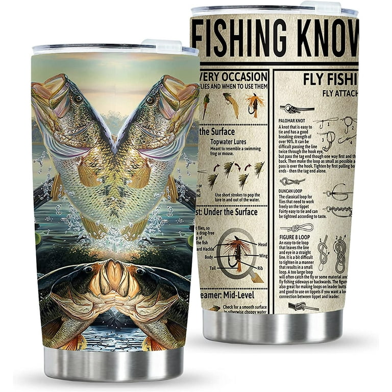 Fishing Gifts for Men, Fishing Tumbler, 20oz Stainless Steel Travel Tumbler  with Lid, Fly Fishing Knowledge Tumbler, Fisherman Birthday Christmas  Father's Day Gifts for Dad, Husband 