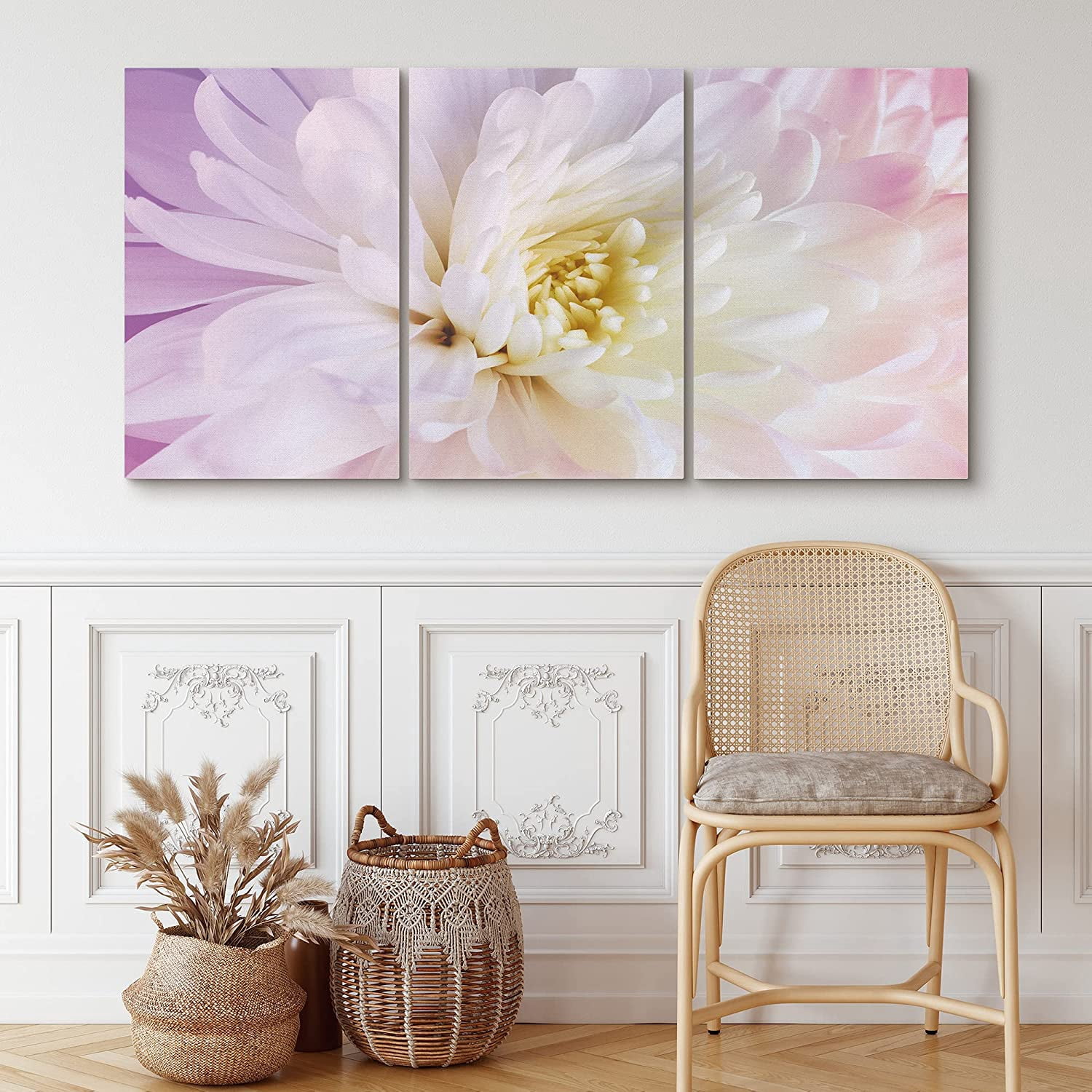 PixonSign Canvas Print Wall Art Set Blossoming Pink & Purple Carnation ...
