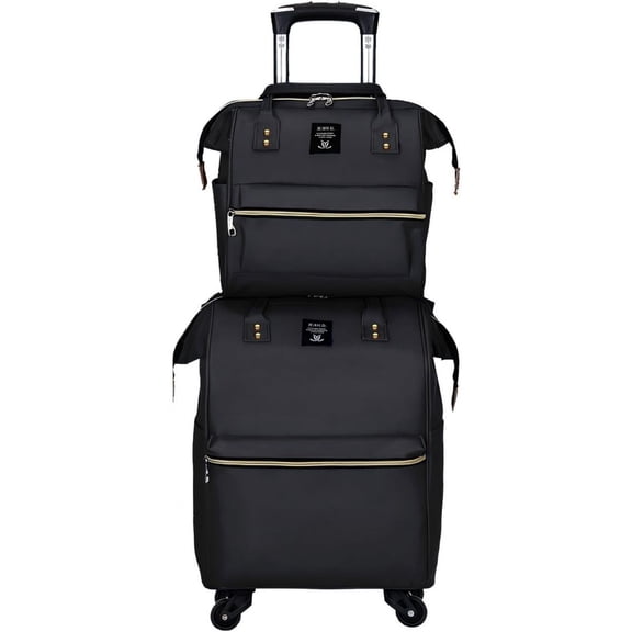 Carry On Luggage Set, 18 inch Lightweight Suitcase with Wheels, Softside Upright Durable Travel Luggage with Carry On Bag for Men and Women