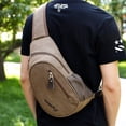 thumbnail image 3 of Men Sling Bag Canvas Casual Multipurpose Chest Bag Sling Backpack for Cycling, 3 of 10