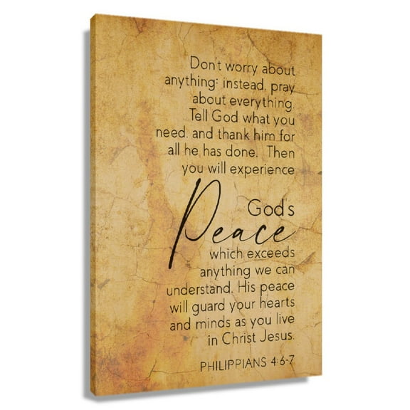 Philippians 4 6-7 Bible Scripture Wall Art Bible Poster Canvas Decoration Wall Panels for Bathroom Painting Hanging Print Kitchen Picture Printing