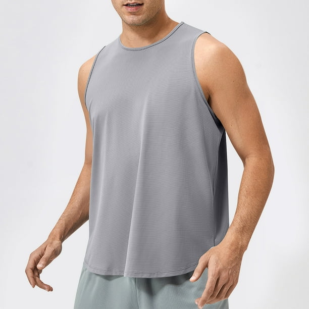 pstuiky Camisetas sin mangas para hombre, Camiseta deportiva transpirable de color sólido sin mangas para hombre Tops elegantes para mujer xxl