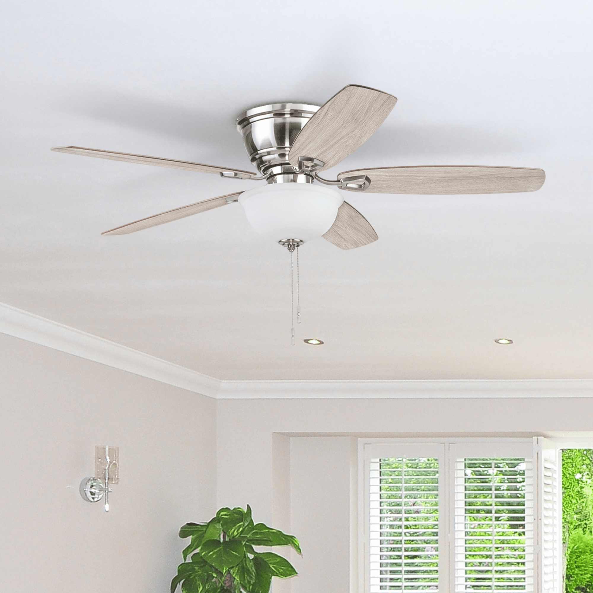 Honeywell 52" Rockford 5-Blade Satin Nickel Hugger Ceiling Fan