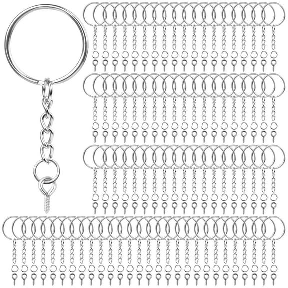 Keychain Rings Bulk 360 PCS, DIY Keychain Making Kit with Rings, Chains, Jump Rings, Screw Eye Pins for Resin Crafts, Jewelry, Bag Charms, Gifts, Silver