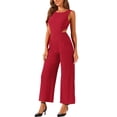 thumbnail image 4 of INSPIRE CHIC Elegant Jumpsuit for Women's Sleeveless Backless Cutout High Waist Wide Leg Pants Romper, 4 of 5